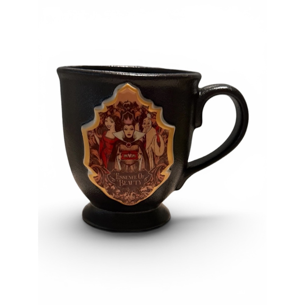 Disney Villains Rae Dunn Essence of Beauty Matte Black Pedestal Mug Evil Queen - Picture 1 of 4